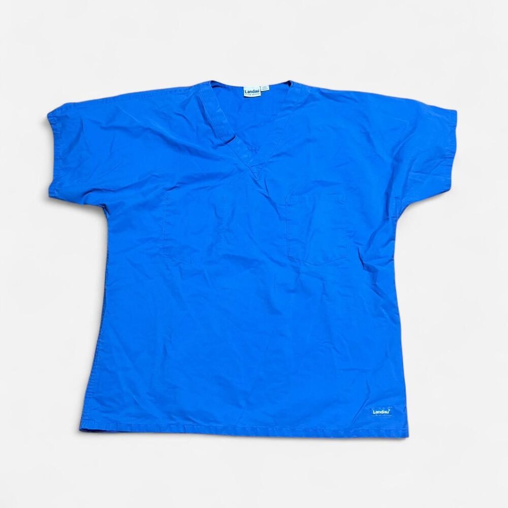 Landau blue TXL size scrub top #scrub #top #Landau